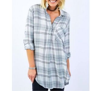 Anthropologie Cloth & Stone  Gray Plaid Tunic